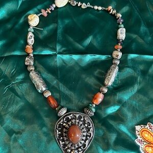 Vintage chunky beaded statement necklace